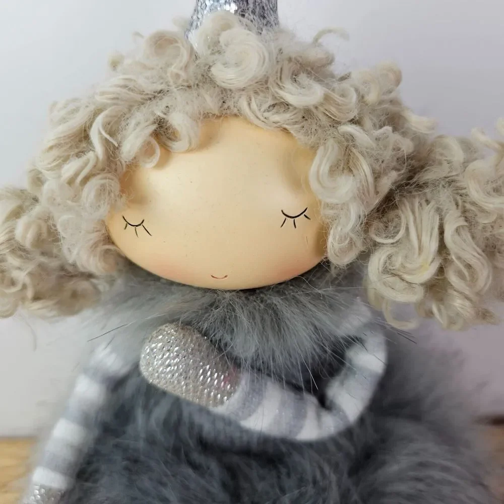 Faux‎ Puff Skirt Gray Doll Fairy Holiday Christmas Home Decor Beanbag